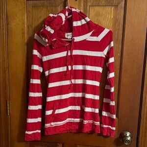 Red and White Striped Hoodie
